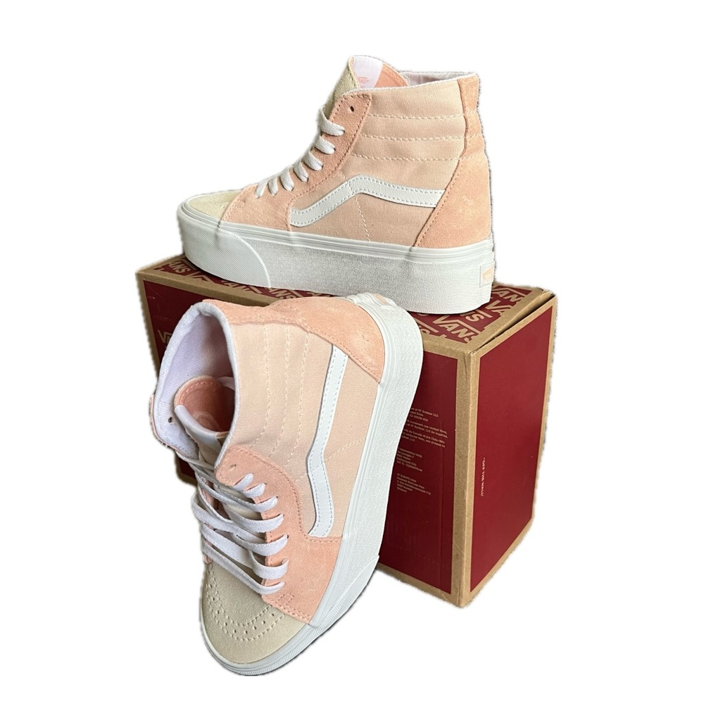 NWT Vans Sk8-Hi Tapered Stackform Color Block Peach Platform Shoe Women's 8